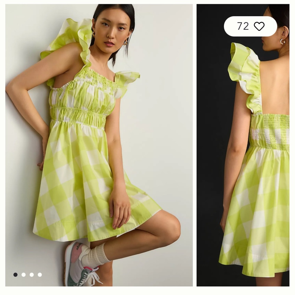 Sold out Anthropologie Maeve Square Neck Dress in Green Size Small Petite